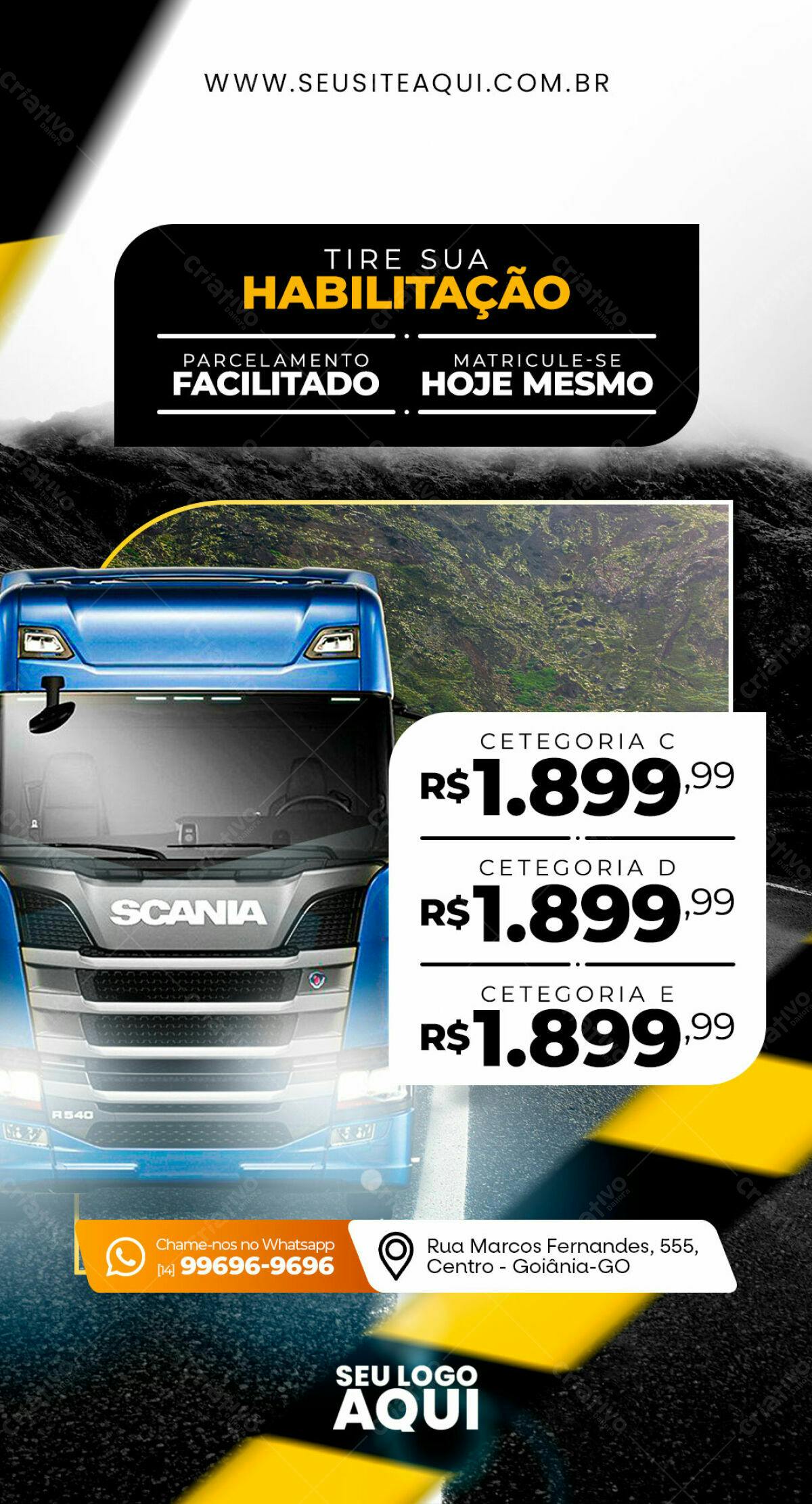 Flyer Habilitação Caminhoneiro PSD Editável