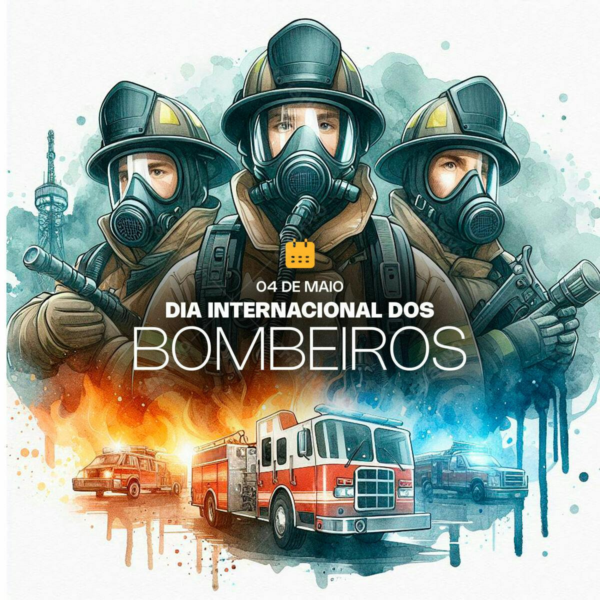 Arte Dia Internacional dos Bombeiros PSD Editável