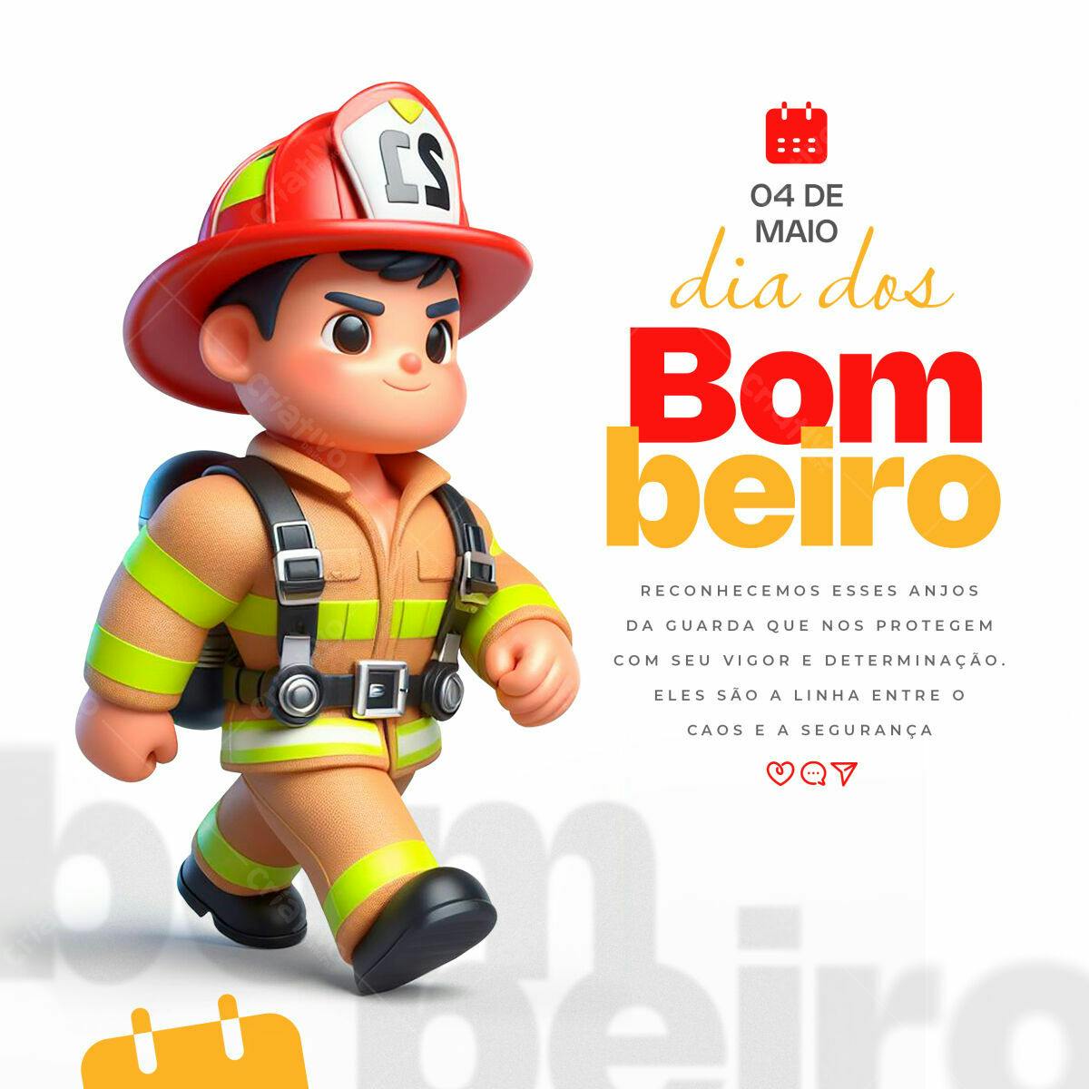 Postagem Dia do Bombeiro PSD Editável