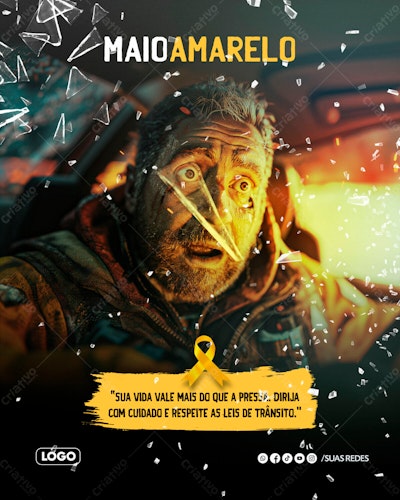 Post Maio Amarelo PSD Editável