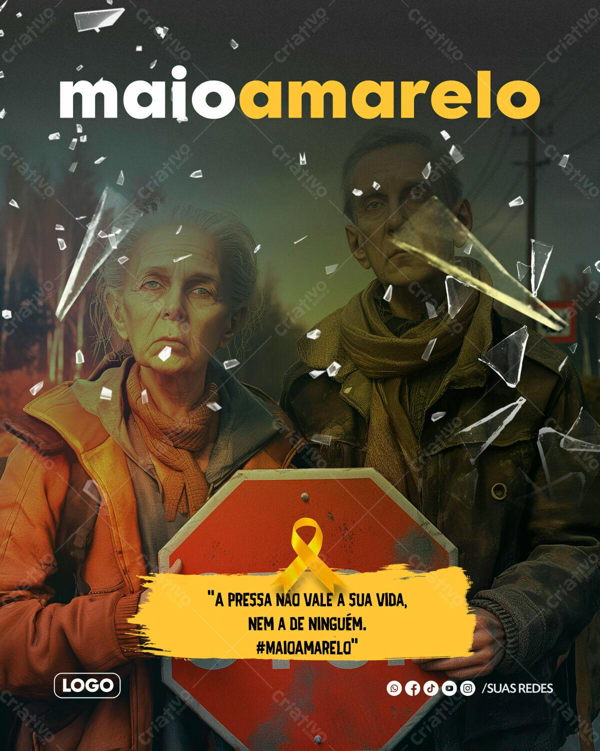 Flyer Maio Amarelo PSD Editável
