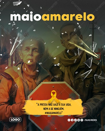 Flyer Maio Amarelo PSD Editável
