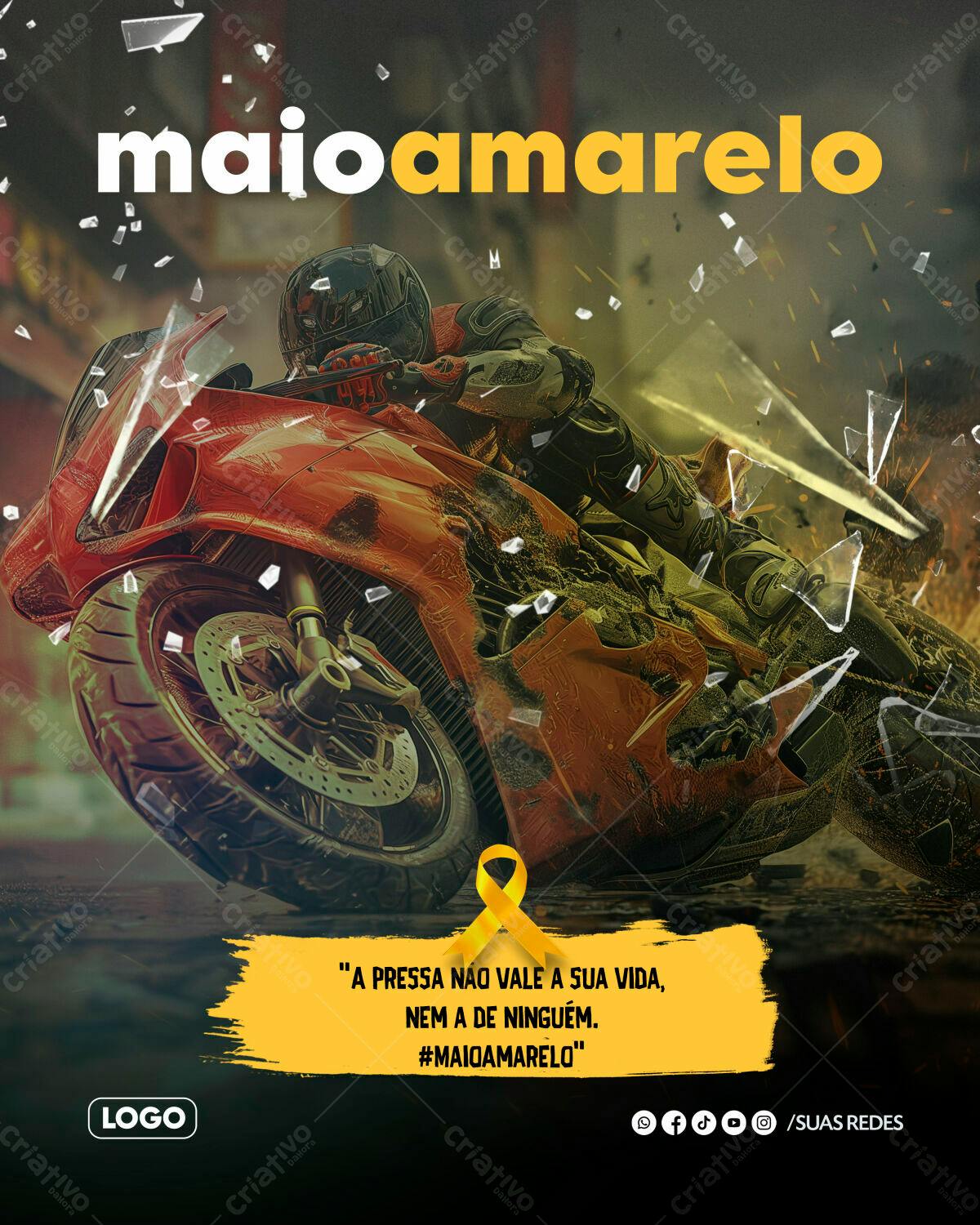 Flyer Maio Amarelo PSD Editável