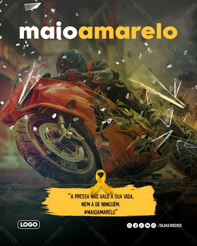 Flyer Maio Amarelo PSD Editável