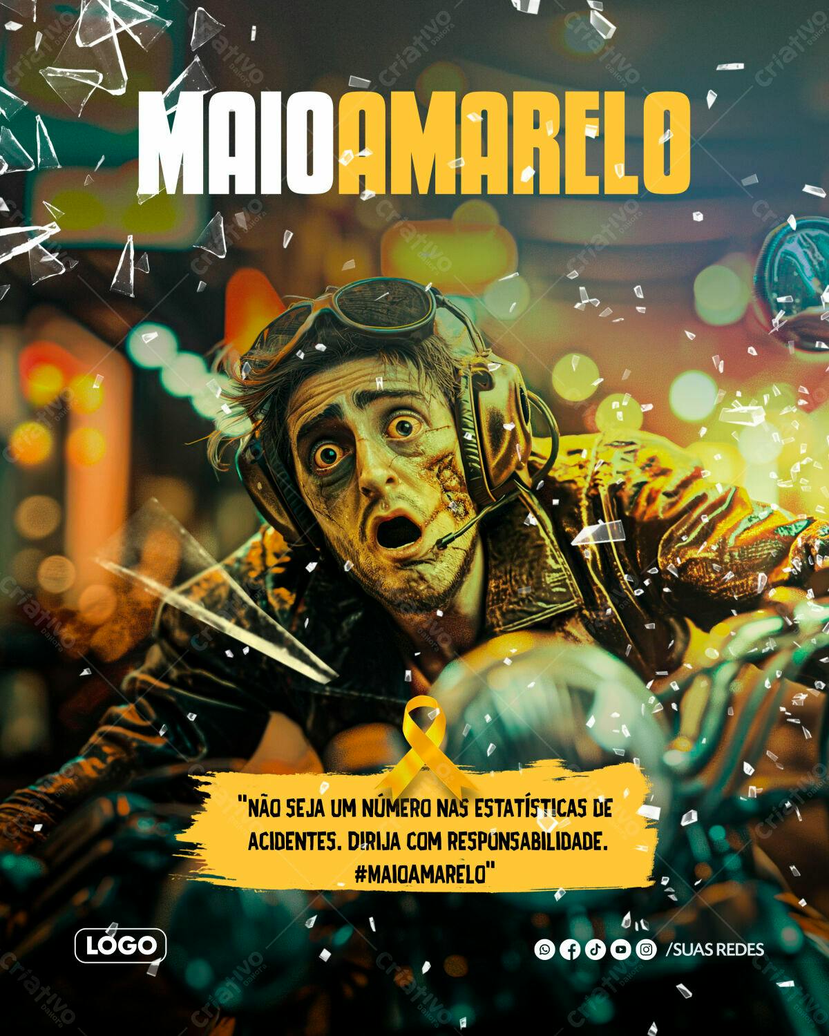 Flyer Maio Amarelo PSD Editável
