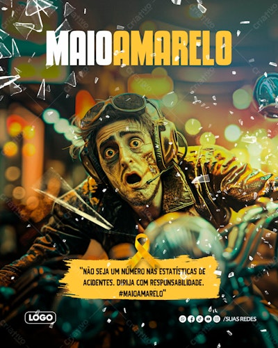 Flyer Maio Amarelo PSD Editável