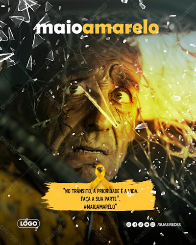 PSD para Campanha Maio Amarelo Editável