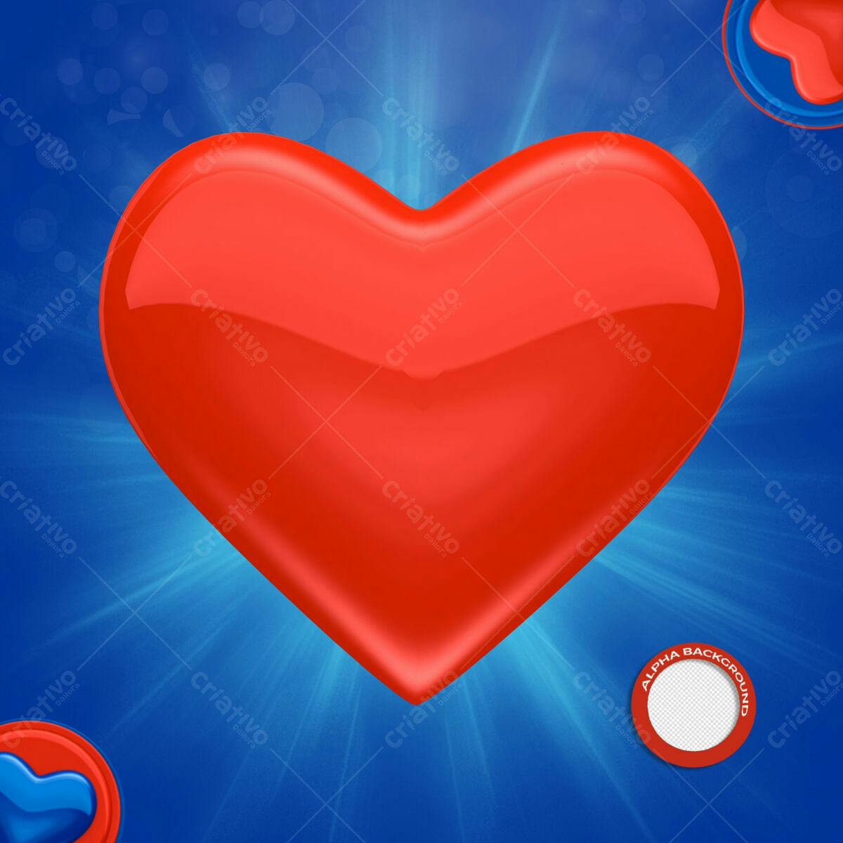 Background Romântico com Coração Vermelho PSD Editável