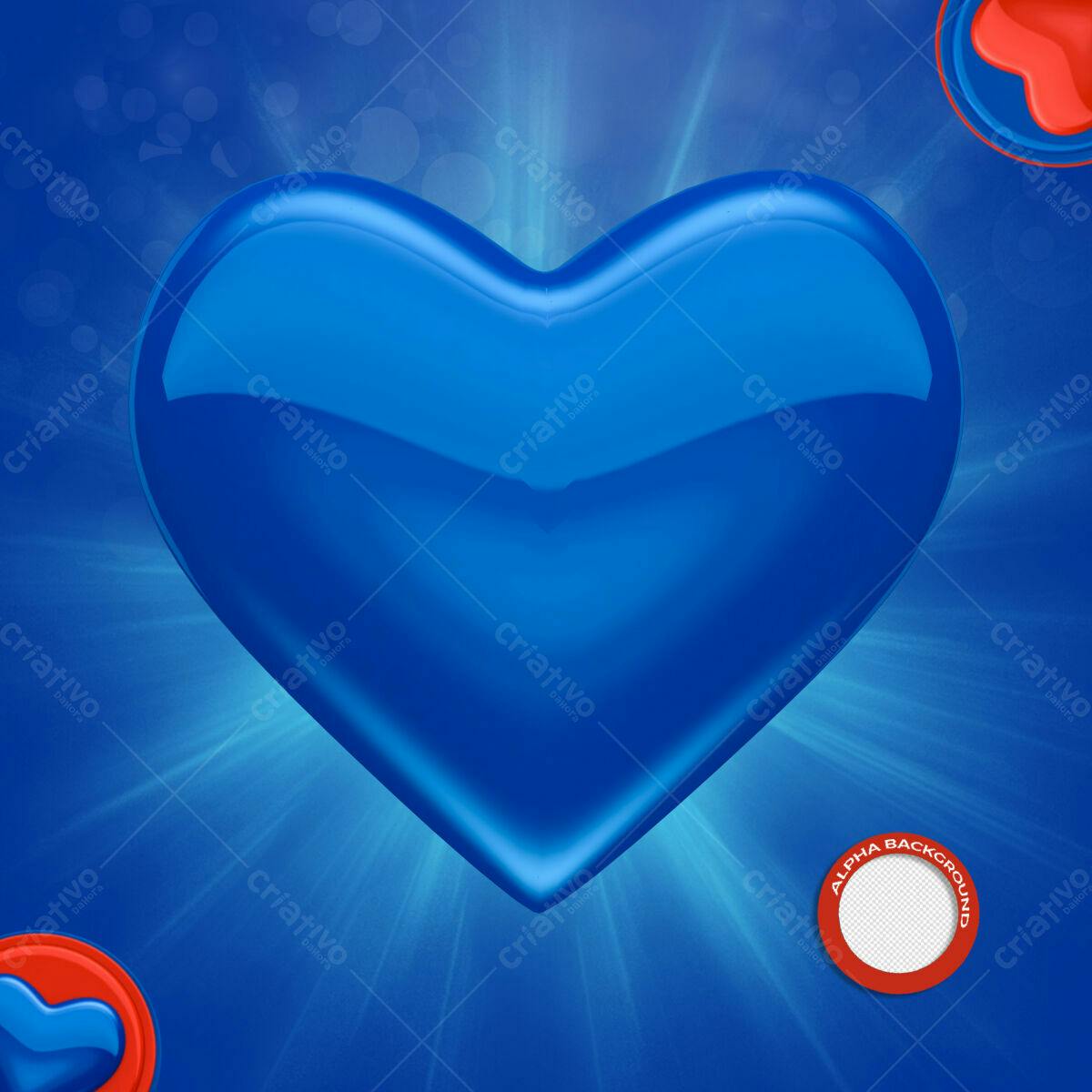 Background Romântico com Coração Azul PSD Editável