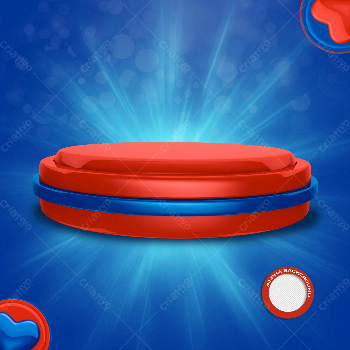 Background Redondo Vermelho e Azul PSD Editável