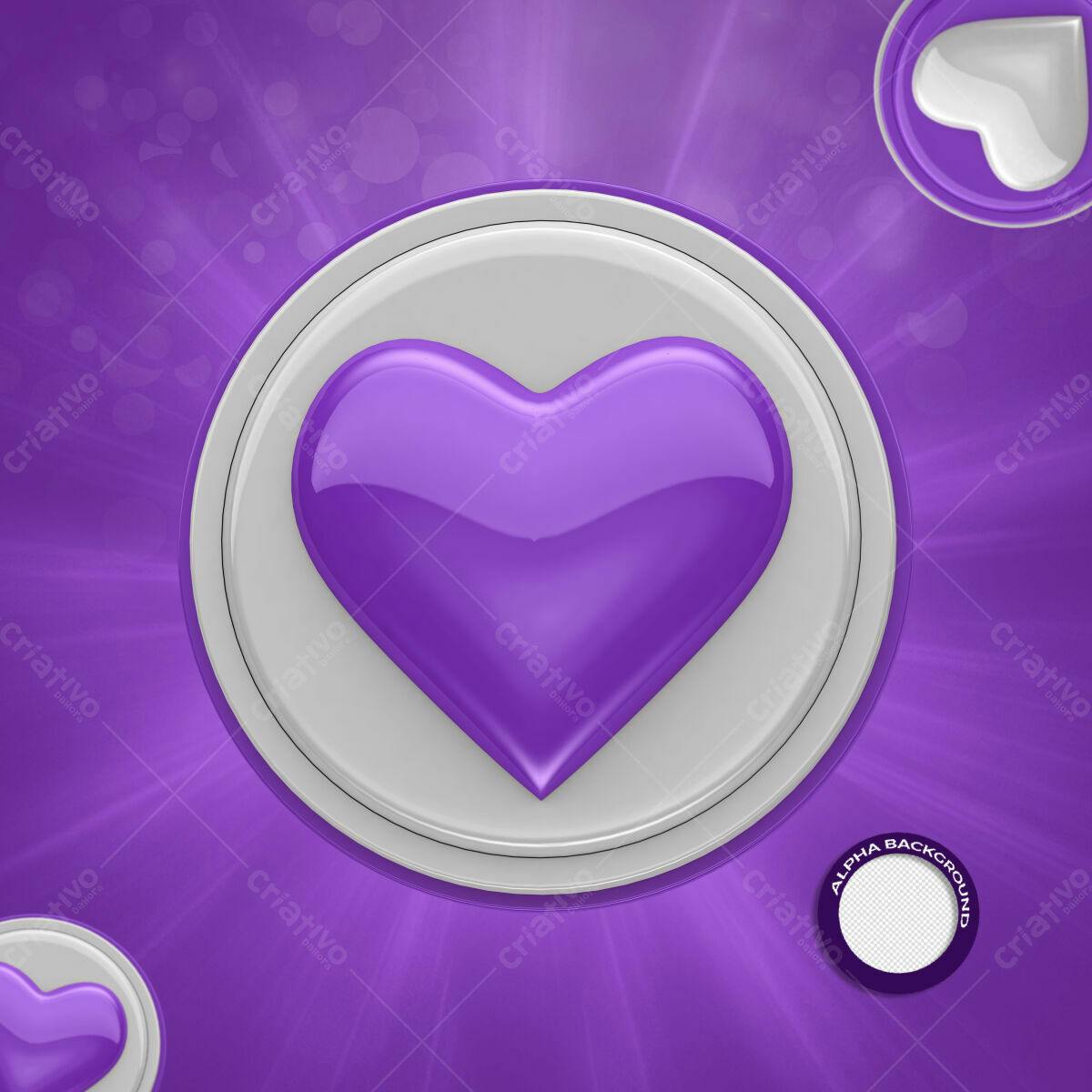 Background Romântico com Coração Roxo PSD Editável