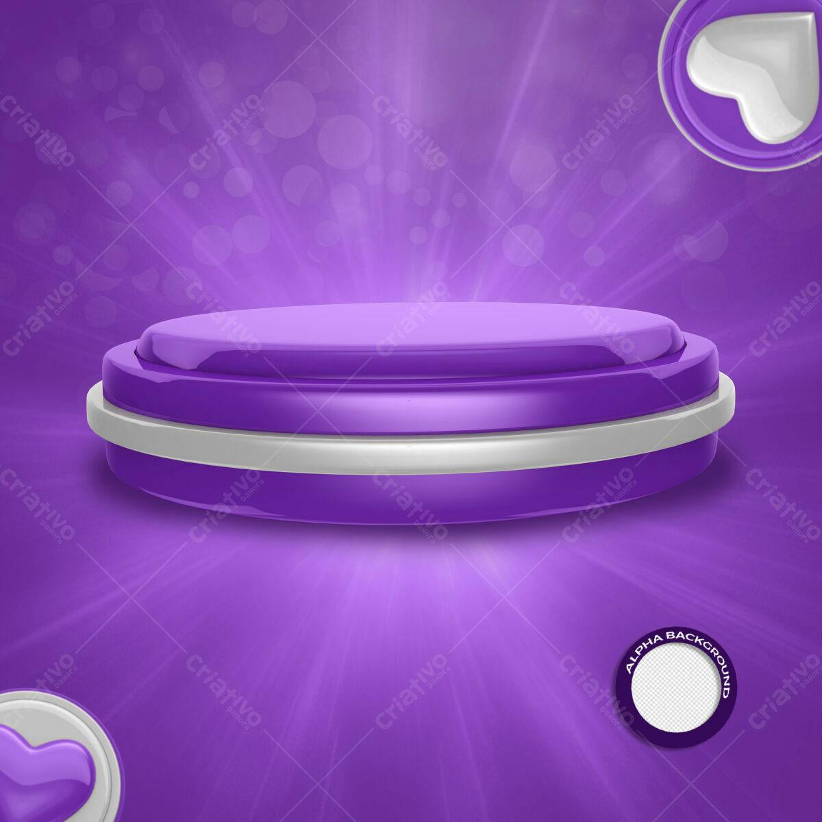 Mockup de Palco Roxo com Coração PSD Editável