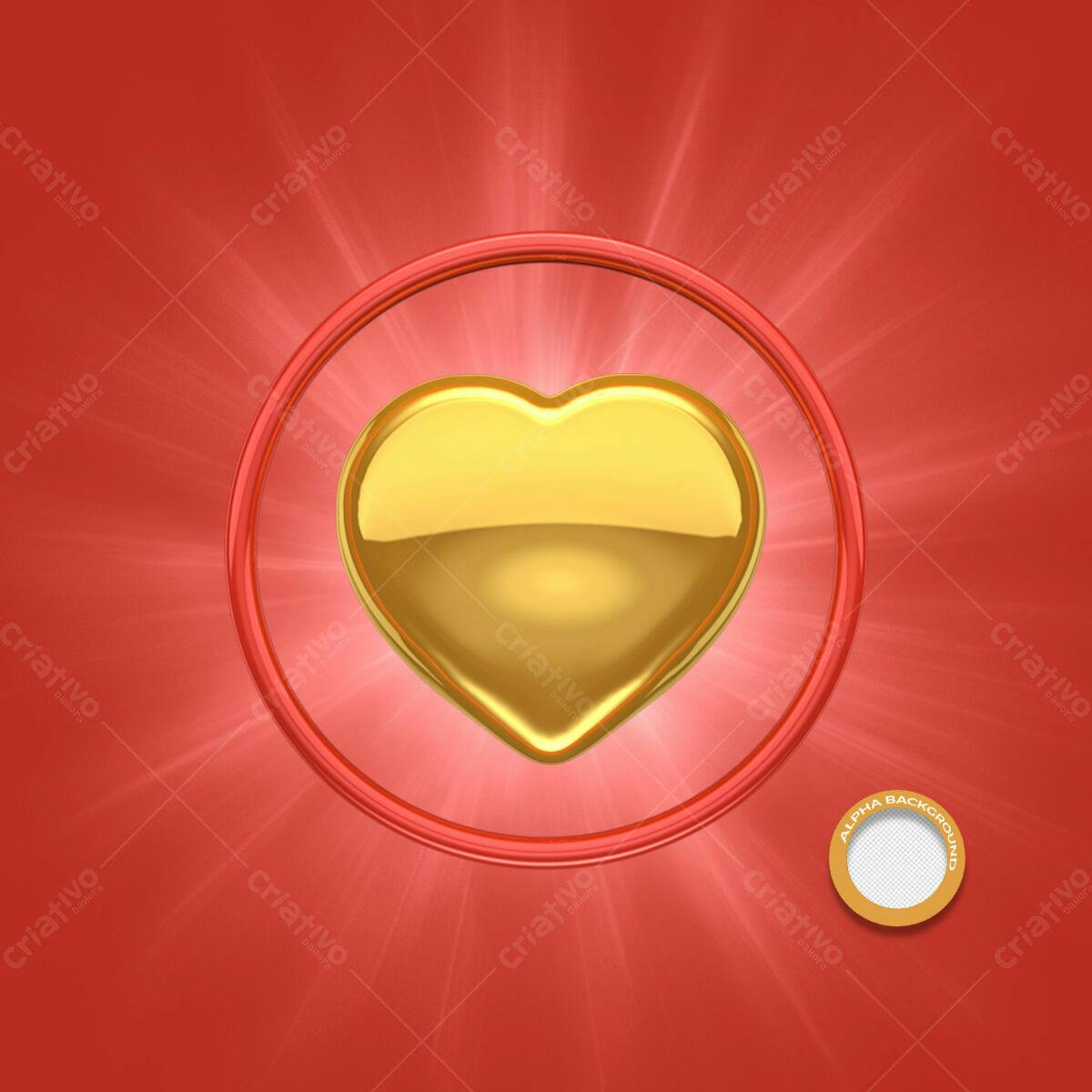 Background Romântico com Coração Dourado PSD Editável