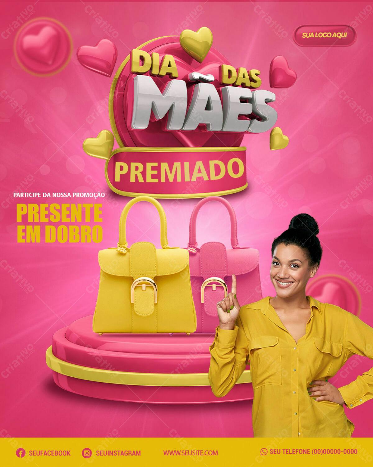 Flyer Dia das Mães com Bolsas PSD Editável