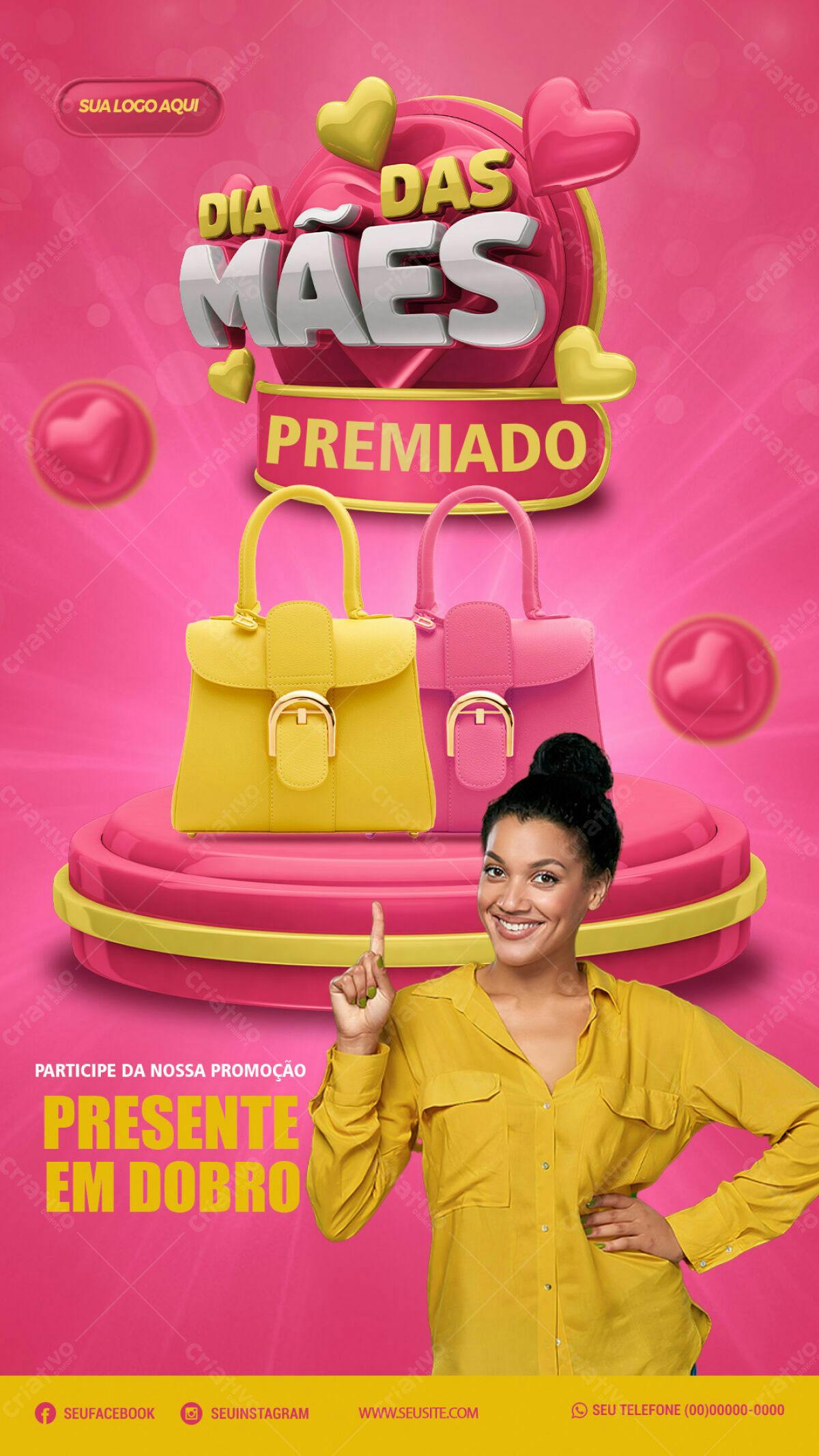 Flyer Dia das Mães com Bolsas PSD Editável