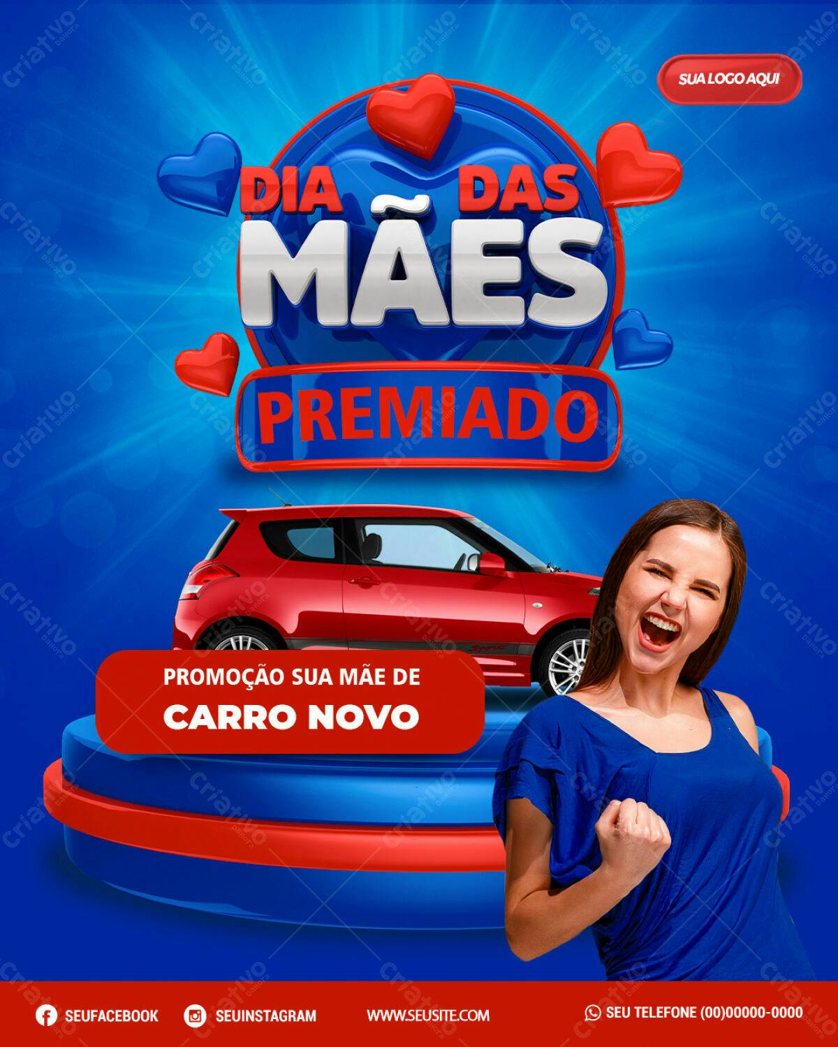 Flyer Dia das Mães Premiado Carro Novo PSD Editável