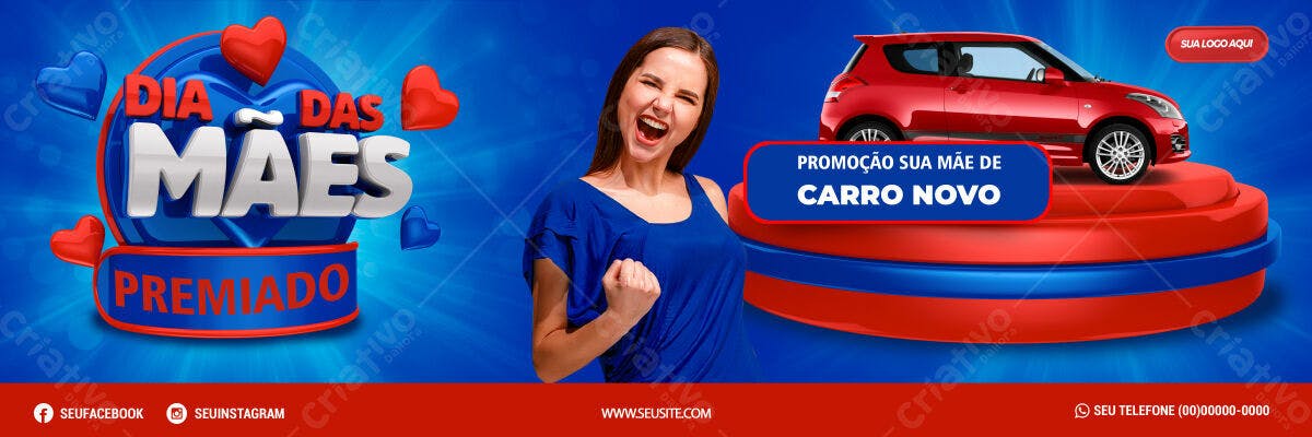 Banner Dia das Mães com Carro PSD Editável