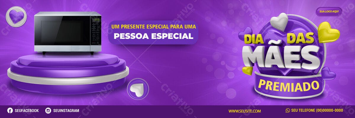 Banner Dia das Mães com Microondas PSD Editável