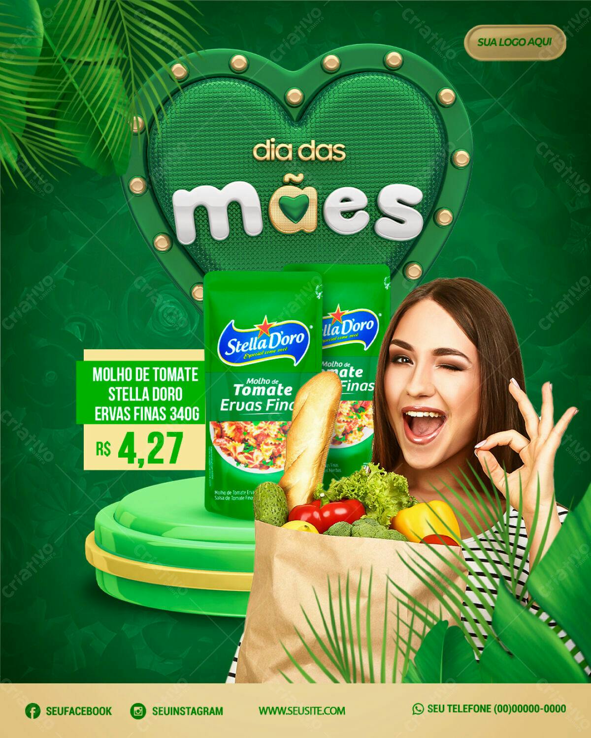 Flyer Dia das Mães com Molho Stella Doro PSD Editável
