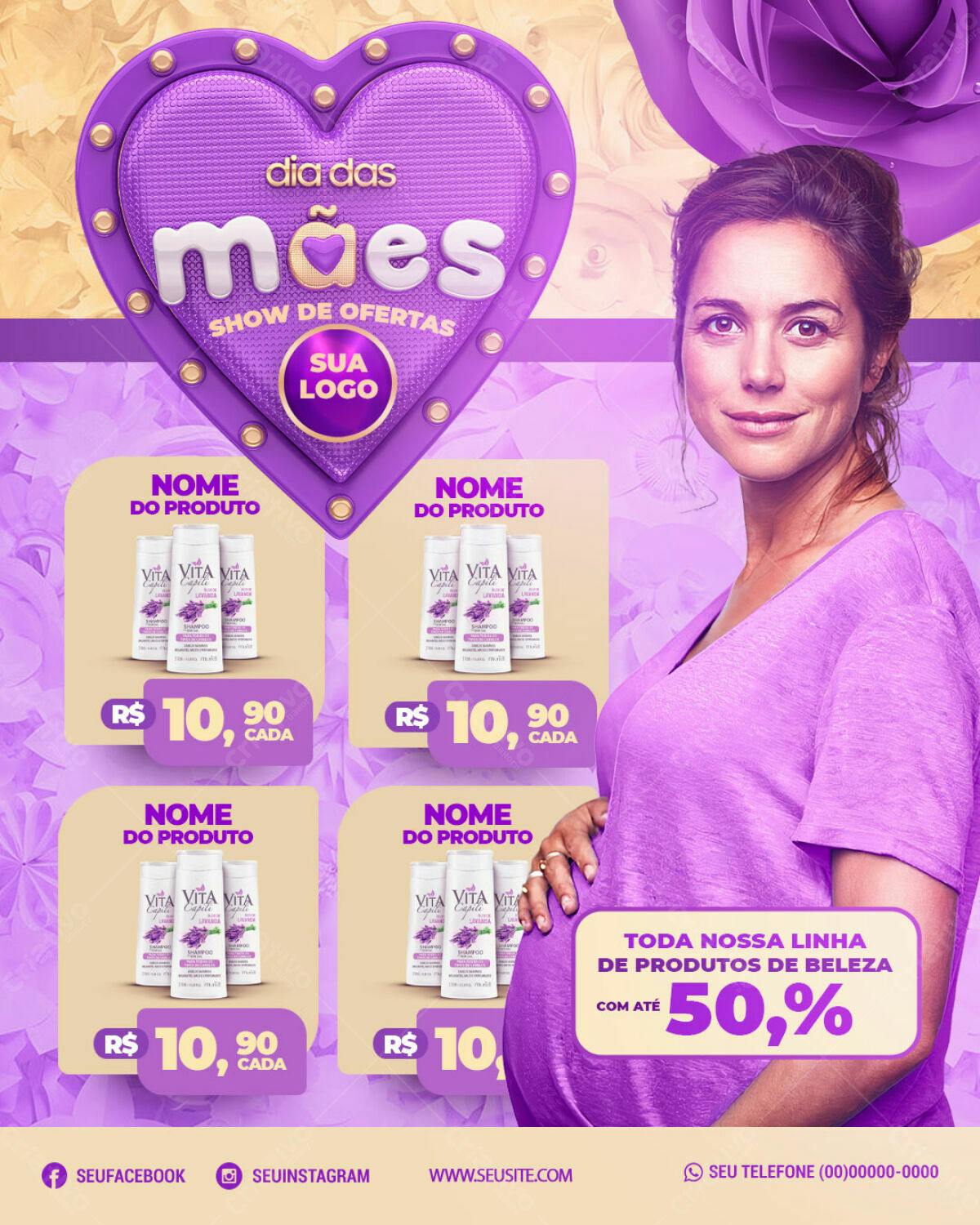 Flyer Dia das Mães com Desconto PSD Editável