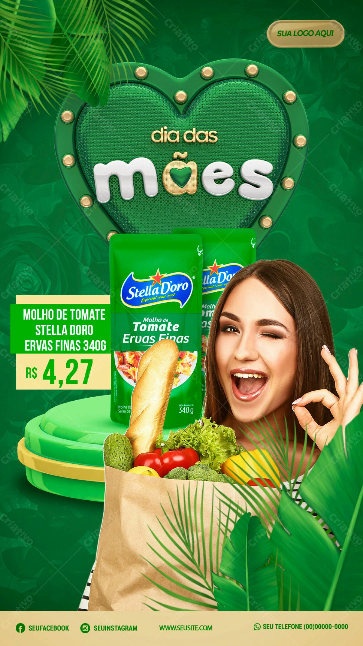 Flyer Dia das Mães com Molho de Tomate Stella Doro PSD Editável