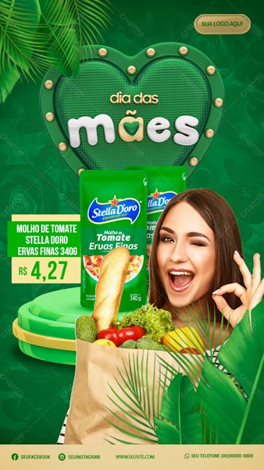 Arte para dia das mães modelo supermercado 17