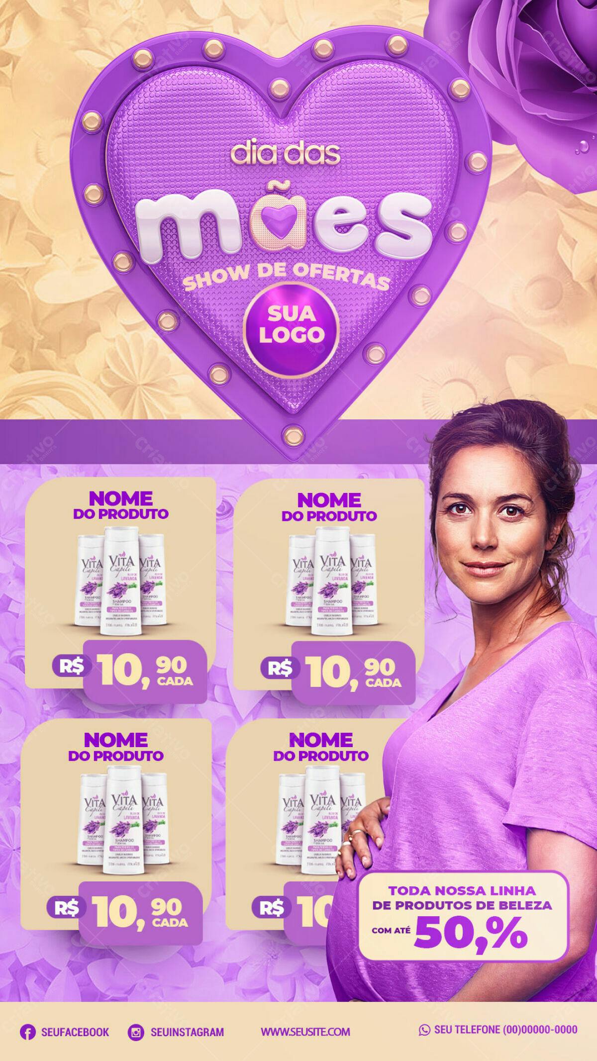 Flyer Dia das Mães com Desconto PSD Editável