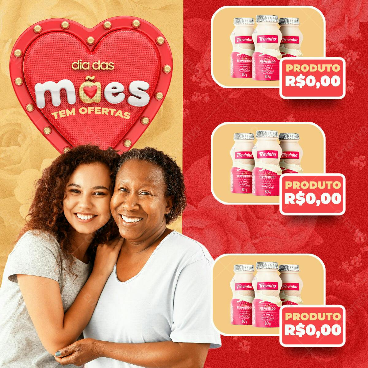 Flyer Dia das Mães com Ofertas de Leite Fermentado PSD Editável