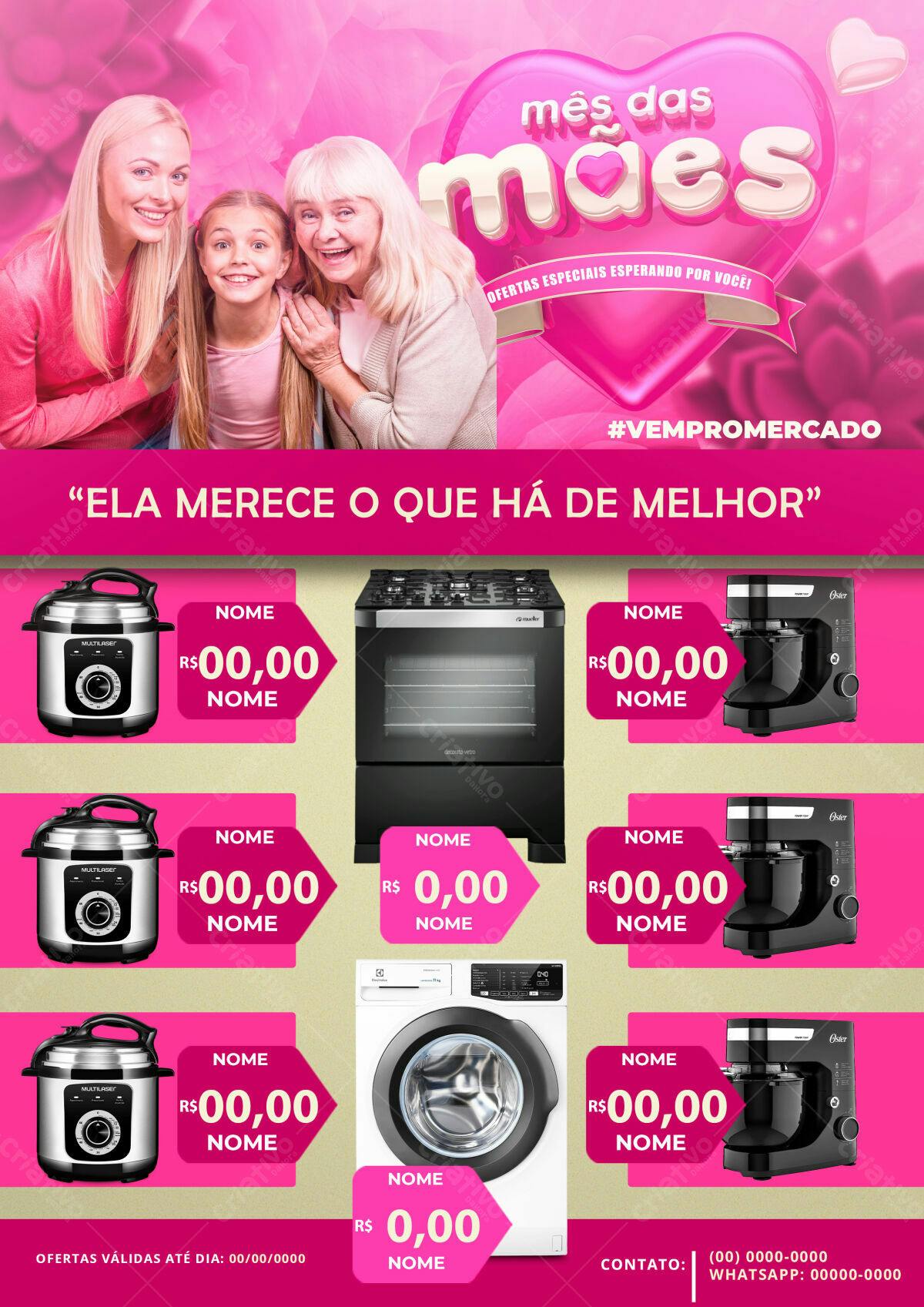 Flyer Mês das Mães Promoção Eletrodomésticos PSD Editável