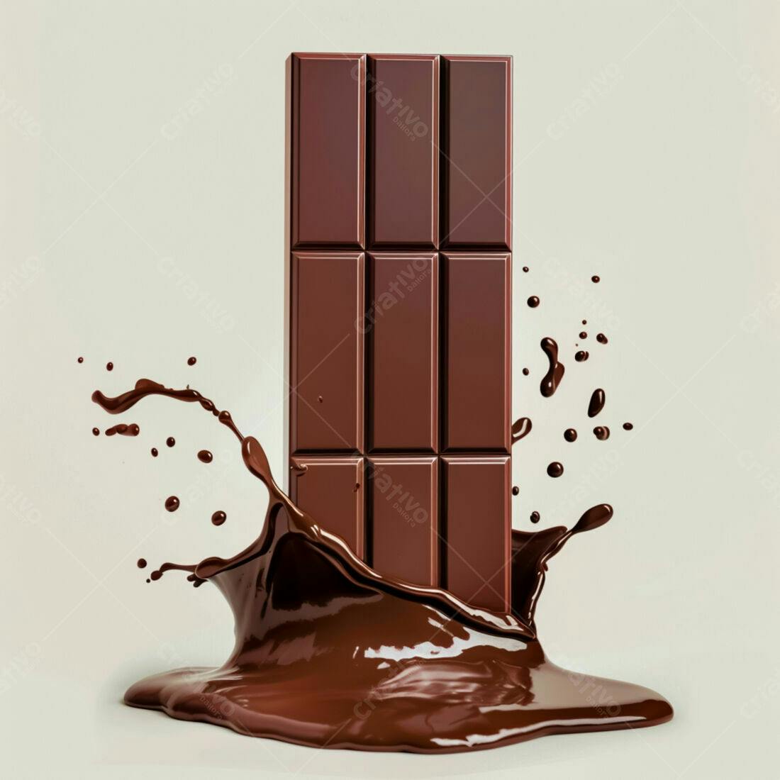 Barra de chocolate derretendo em splash