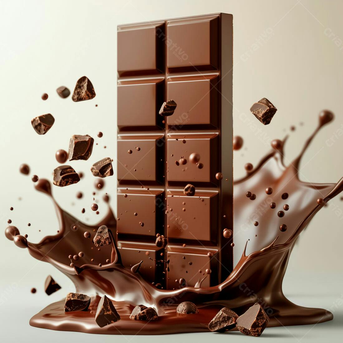 Barra de chocolate mergulhada em calda