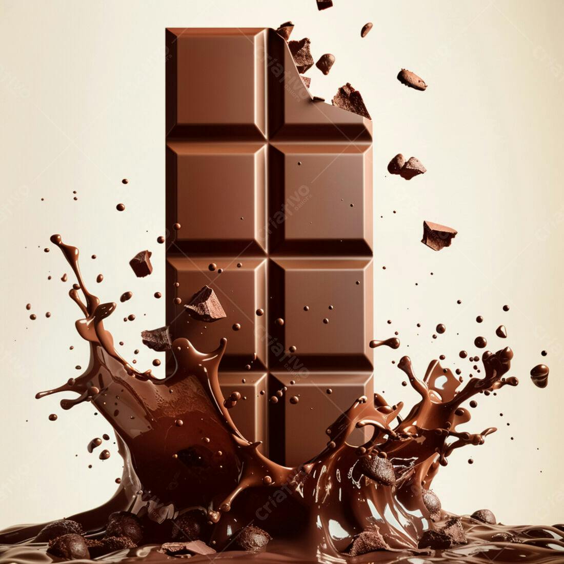 Barra de chocolate com gotas e respingos