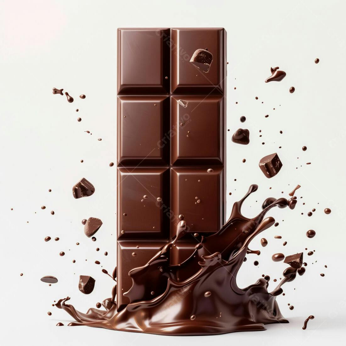 Barra de chocolate com gotas e respingos