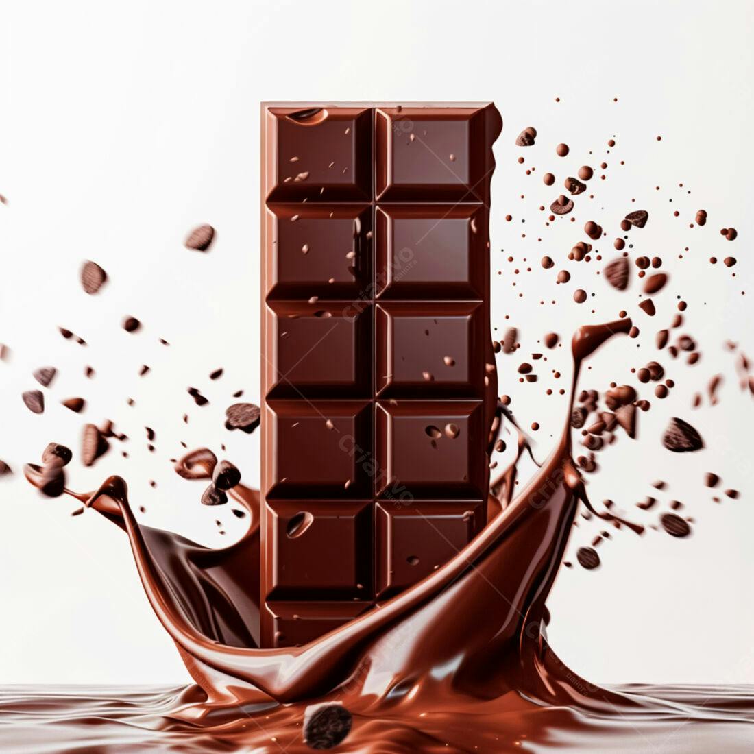 Barra de chocolate mergulhada em chocolate derretido