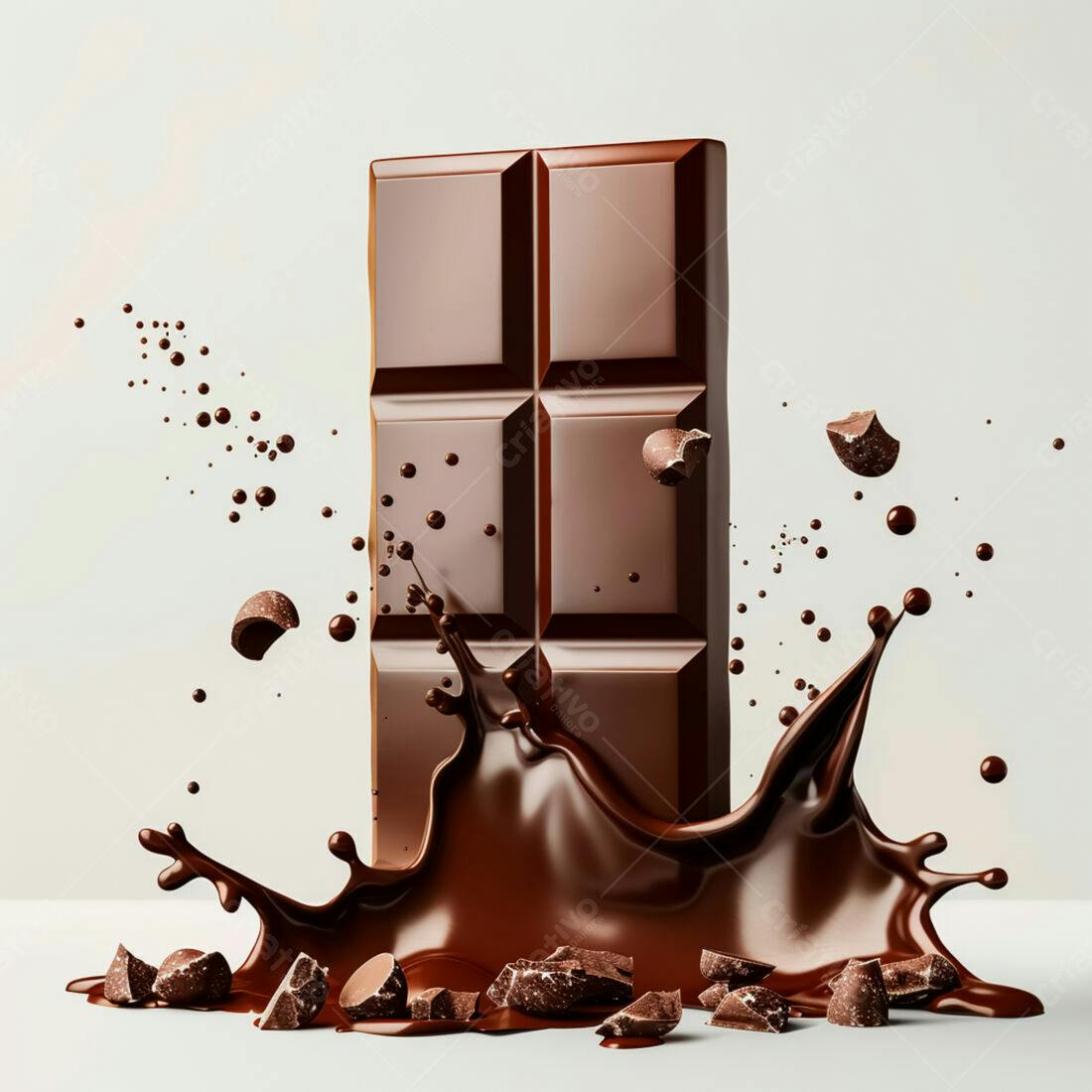 Barra de chocolate derretido com gotas