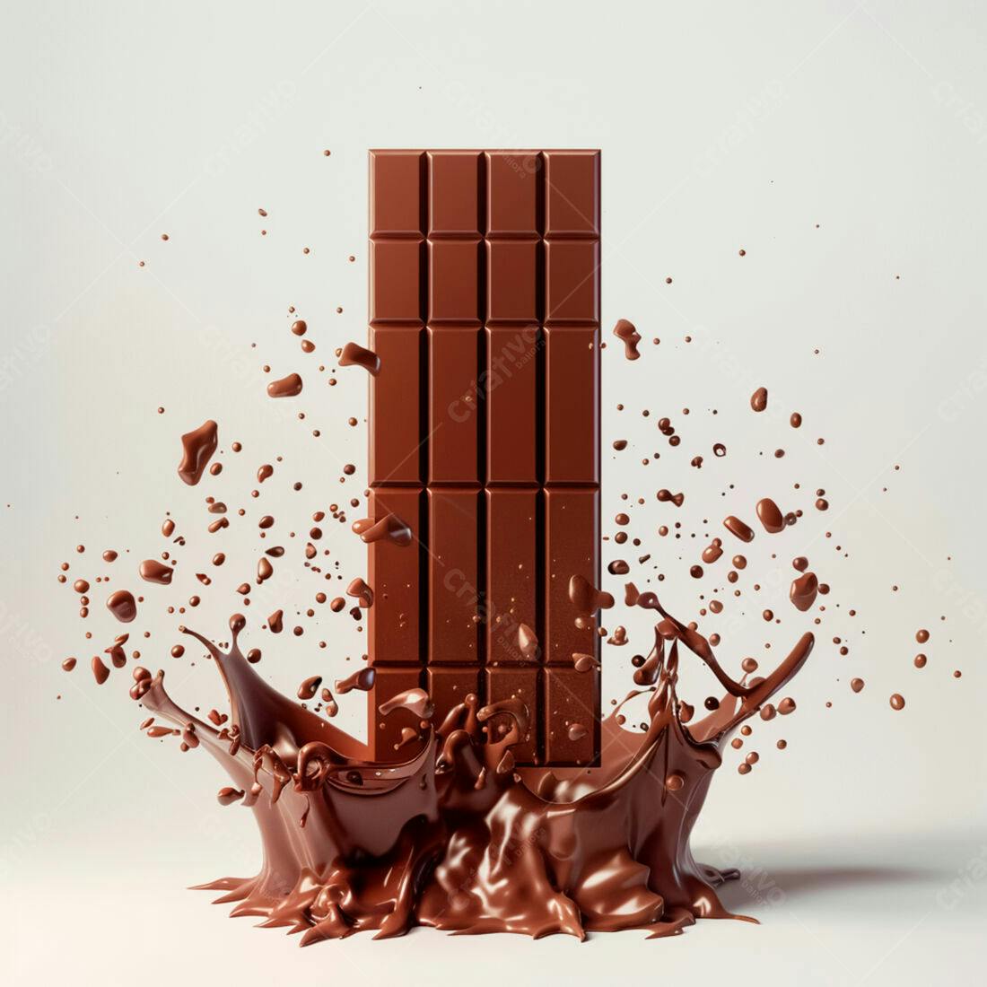 Barra de chocolate mergulhada em chocolate líquido