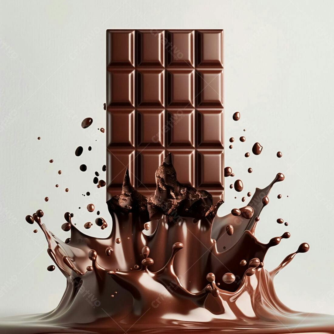 Barra de Chocolate Derretendo em Salpico