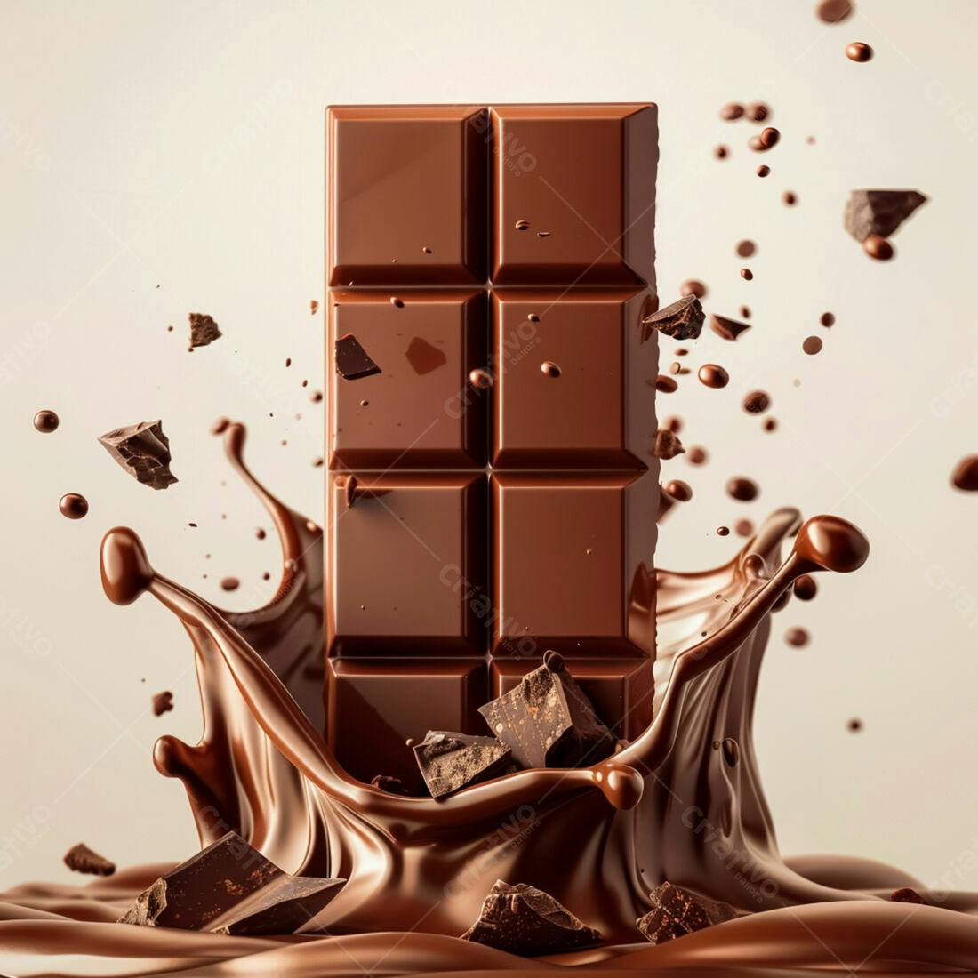 Barra de chocolate em calda cremosa