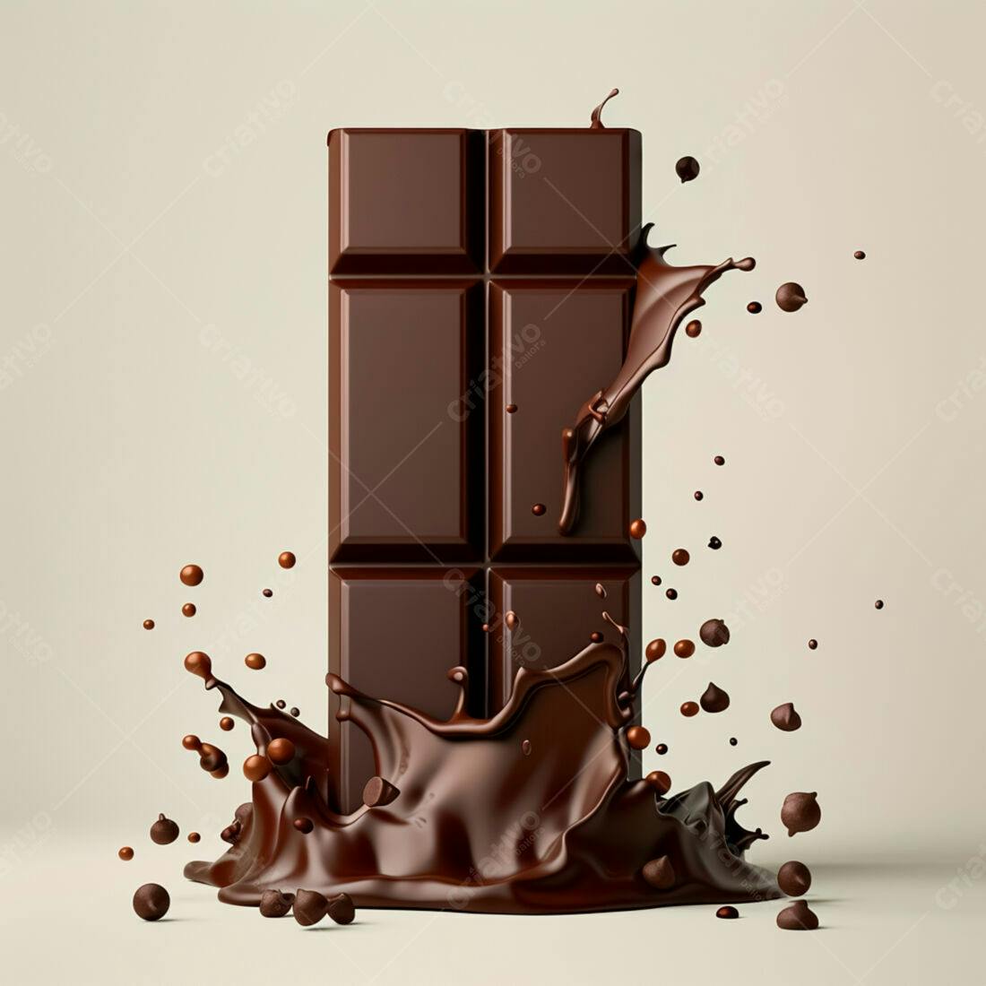Barra de chocolate derretendo com gotas