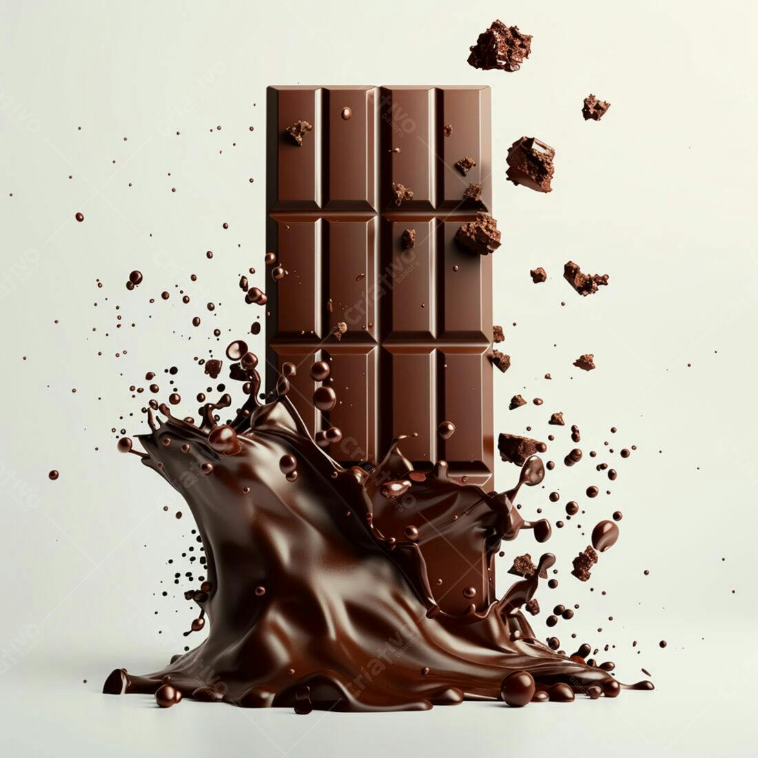 Barra de Chocolate com Derramamento de Chocolate