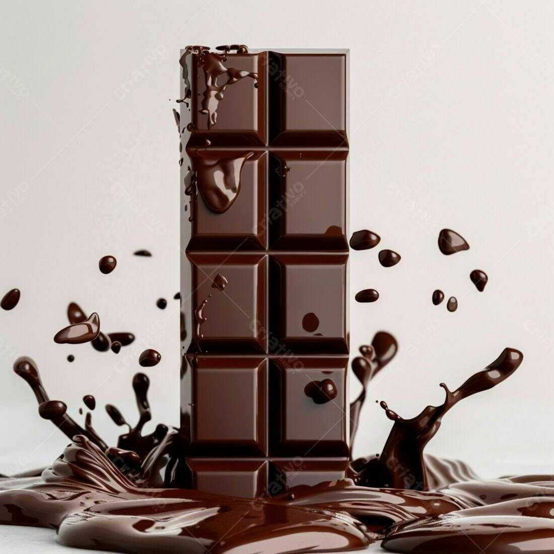 Barra de chocolate derretendo em gotas