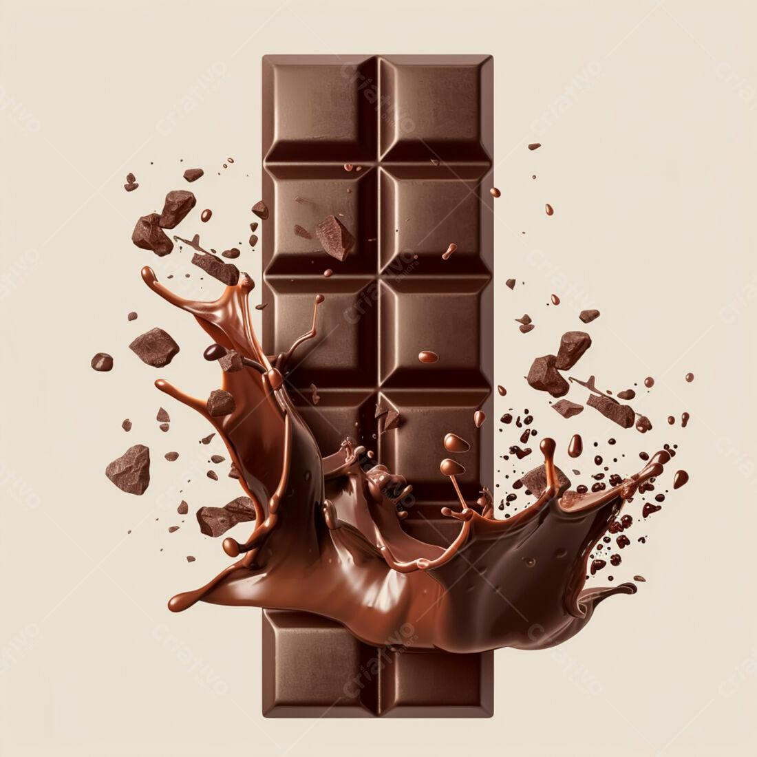 Barra de chocolate derretido com respingos