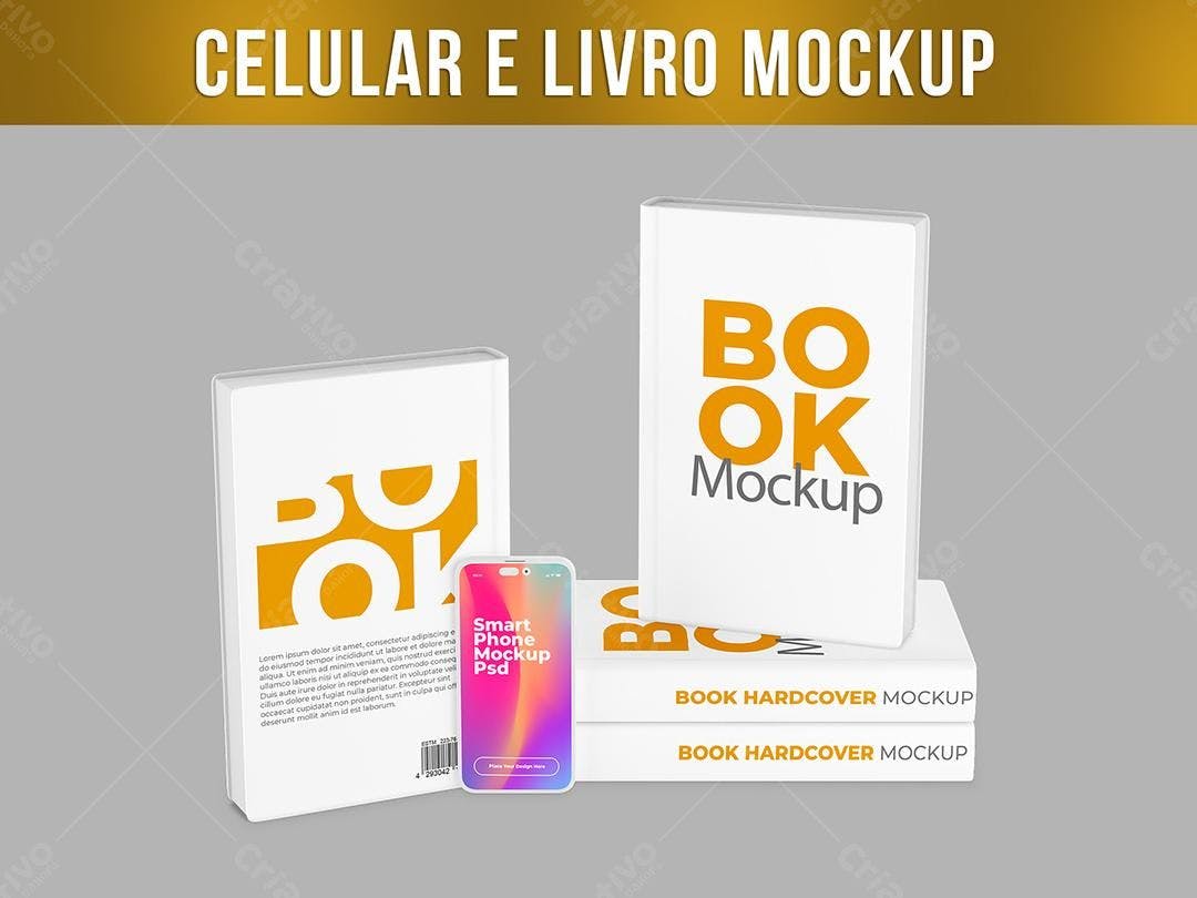 Mockup Realista: Livro e Celular com Design Moderno