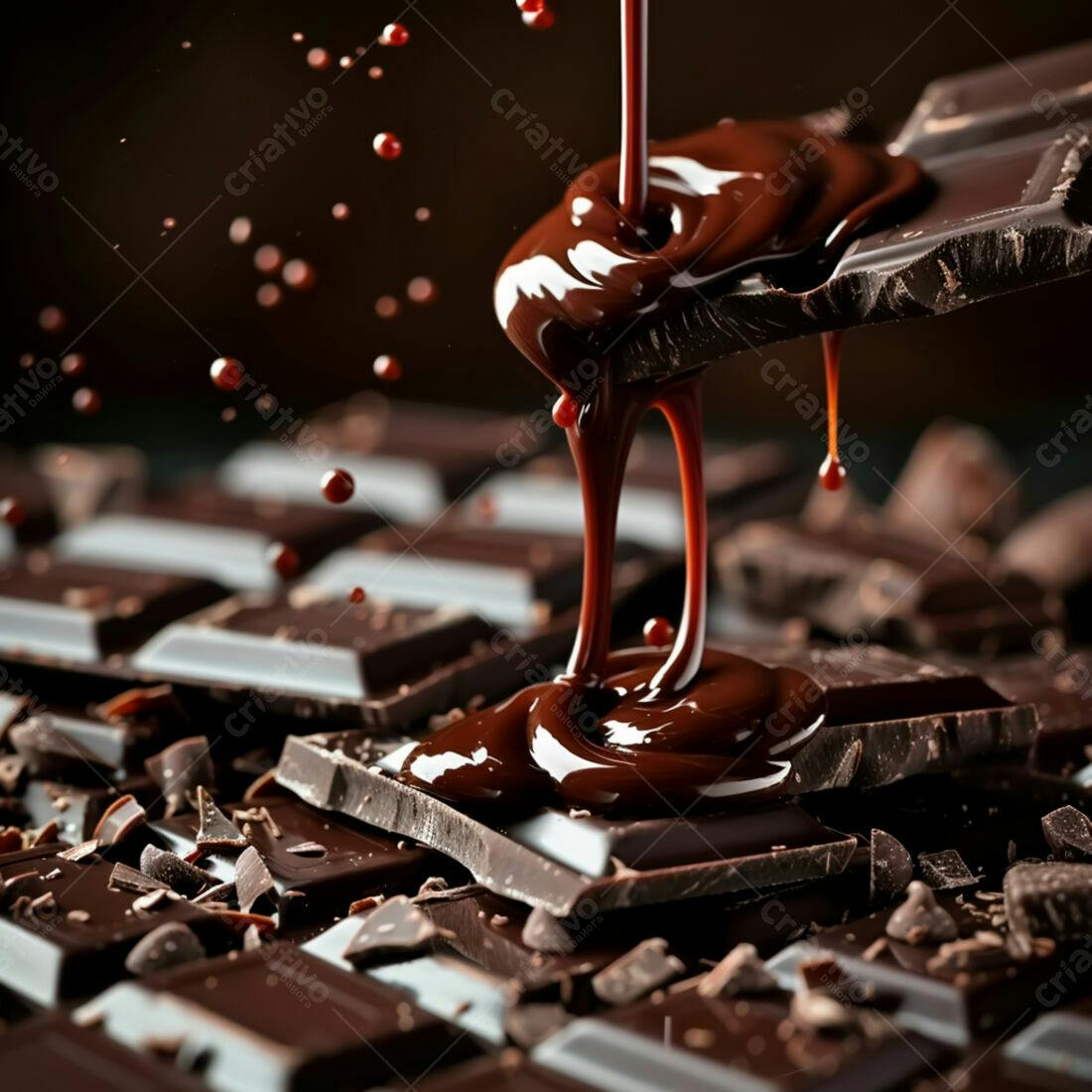 Chocolate derretendo sobre barras