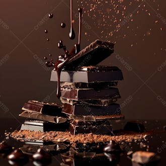 Pedacos de barra de chocolate com chocolate derretido 6
