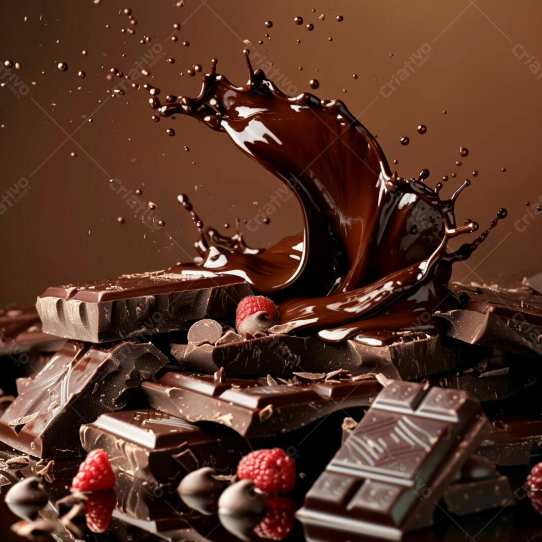 Chocolate derretendo com framboesas