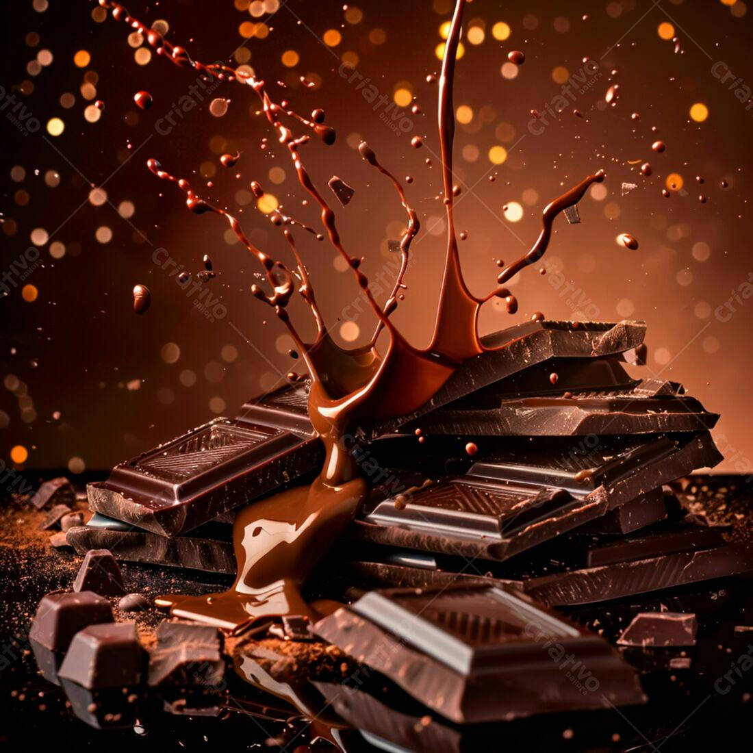 Chocolate derretido sobre barras de chocolate