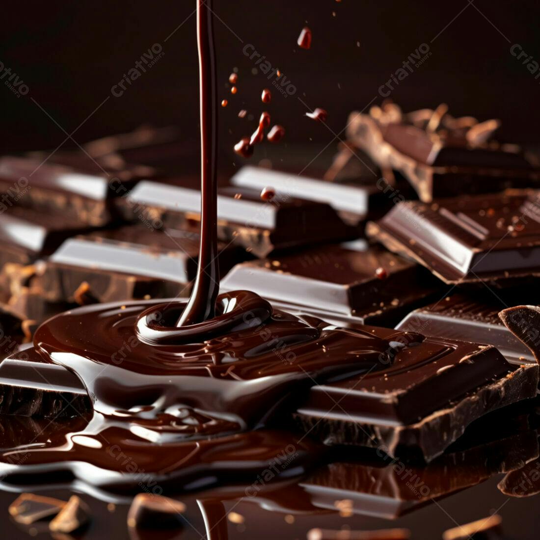 Chocolate derretendo sobre barras de chocolate