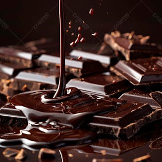 Pedacos de barra de chocolate com chocolate derretido 21
