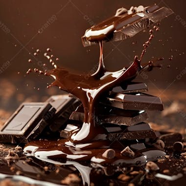 Pedacos de barra de chocolate com chocolate derretido 22